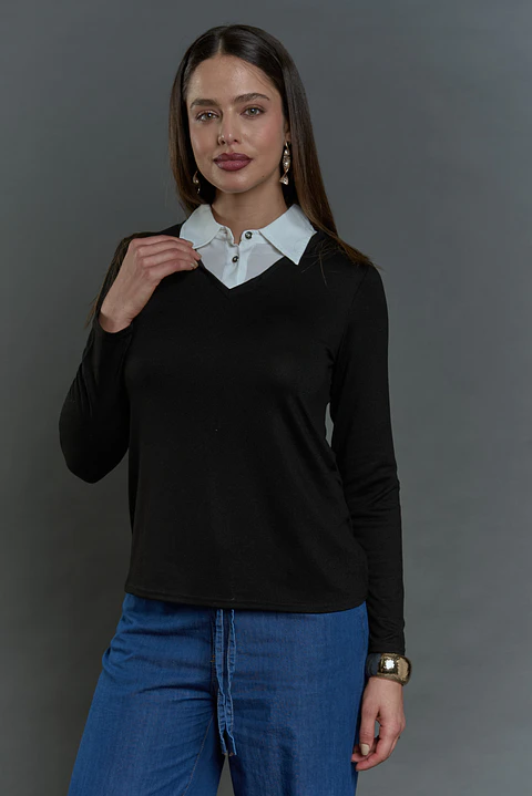 Polera (Mu) C/C/Camisero Give A56402 Negro