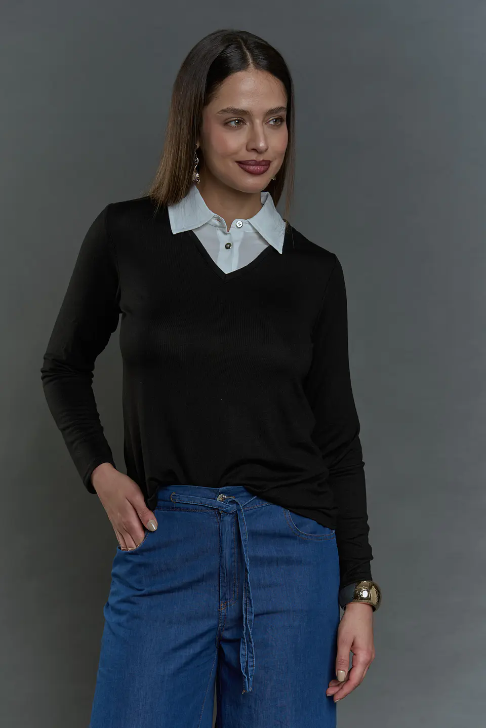 Polera (Mu) C/C/Camisero Give A56402 Negro 4