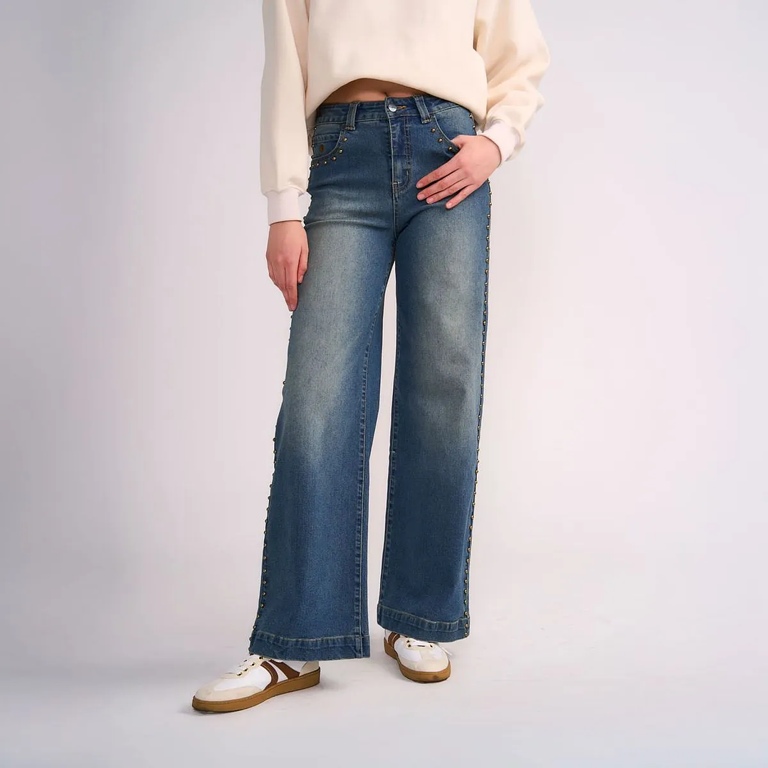 JEANS MU WIDE APLIC TACHAS LATERAL IL GIOCO AF05 1