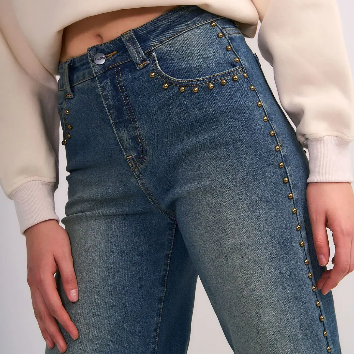 Jeans Mu Wide Aplic Tachas Lateral Il Gioco Af05 3