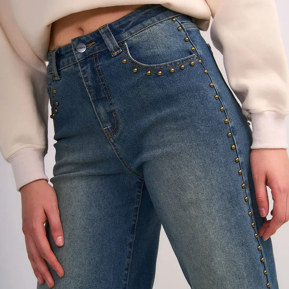 Jeans Mu Wide Aplic Tachas Lateral Il Gioco Af05 3