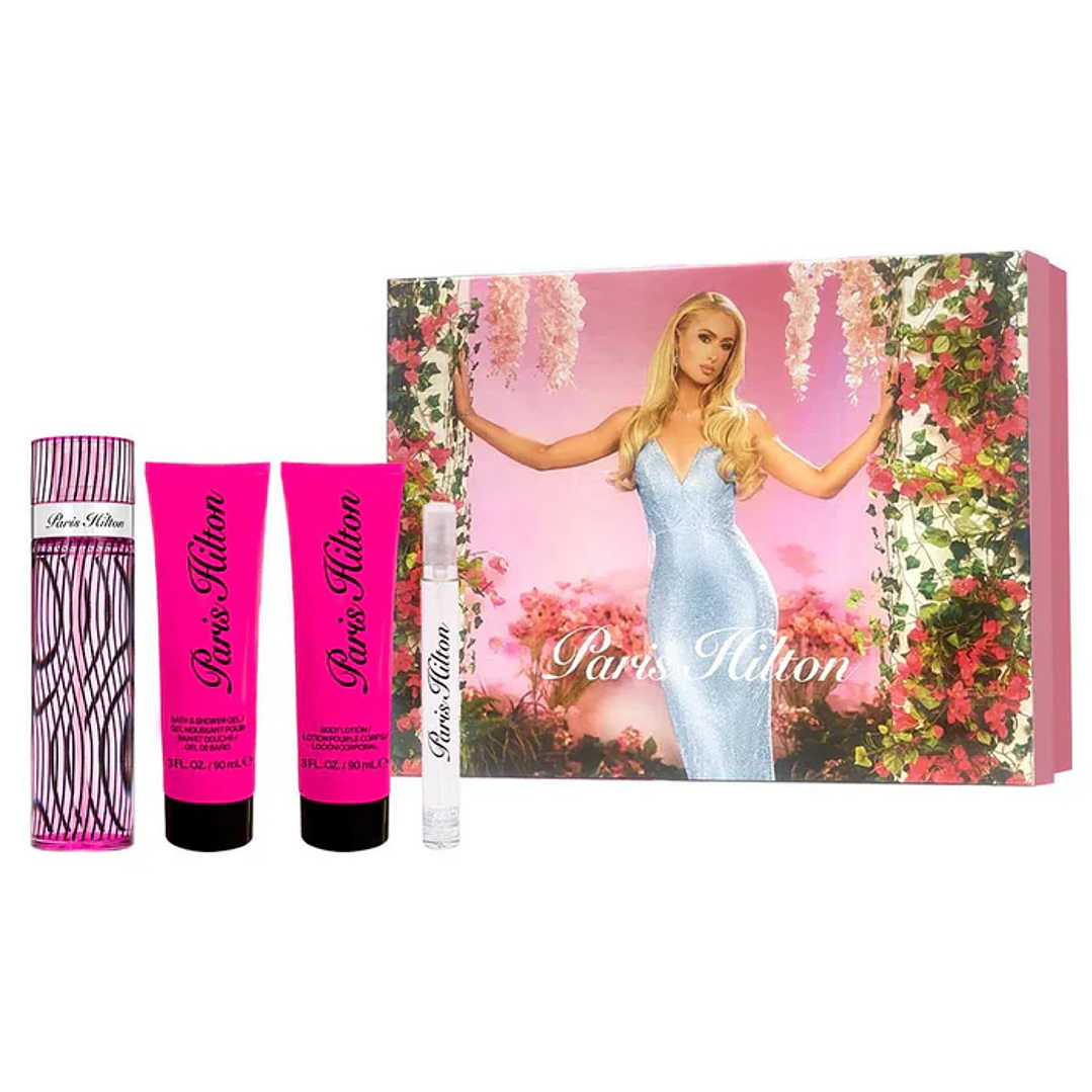 SET PARIS HILTON (MU) 100ML EDP+SHOWER GEL+BODY LOTION+P.ENCIL SPRAY PARIS S/C S/T 2