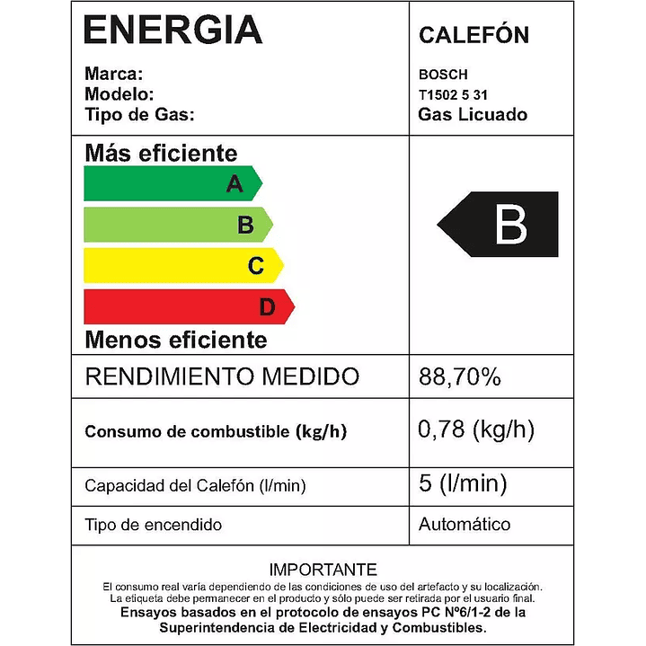 CALEFON IONIZADO 5L TN GL BOSCH LINEA BCA THERM 4