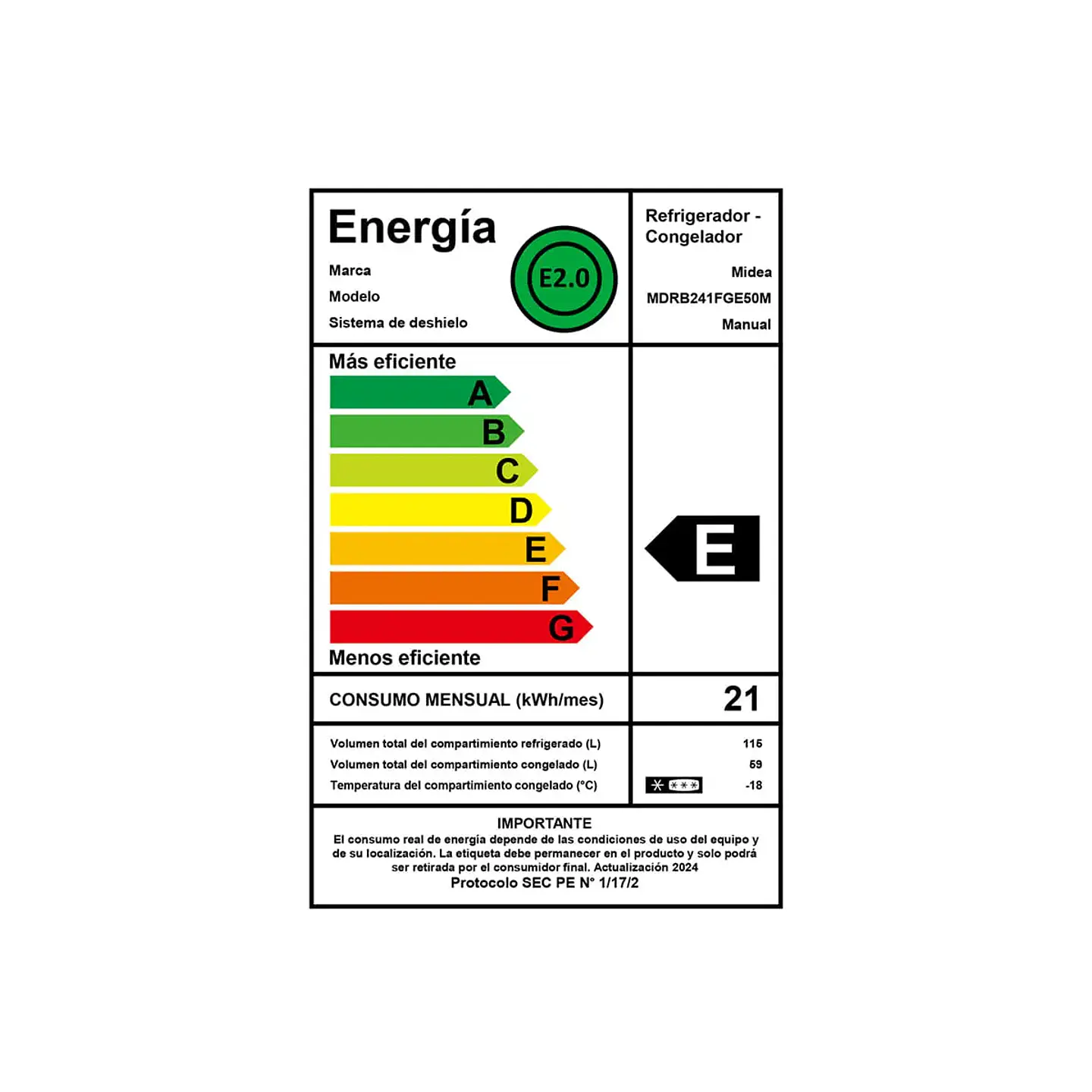 Refrig. Bottom Fd 174L Midea Mdrb241Fge50M 13
