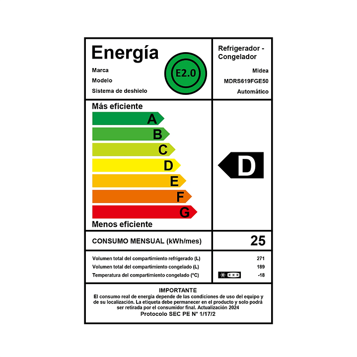 REFRIG. SIDE BY SIDE N/FROST 442L SILVER MIDEA MDRS619FGE50 4