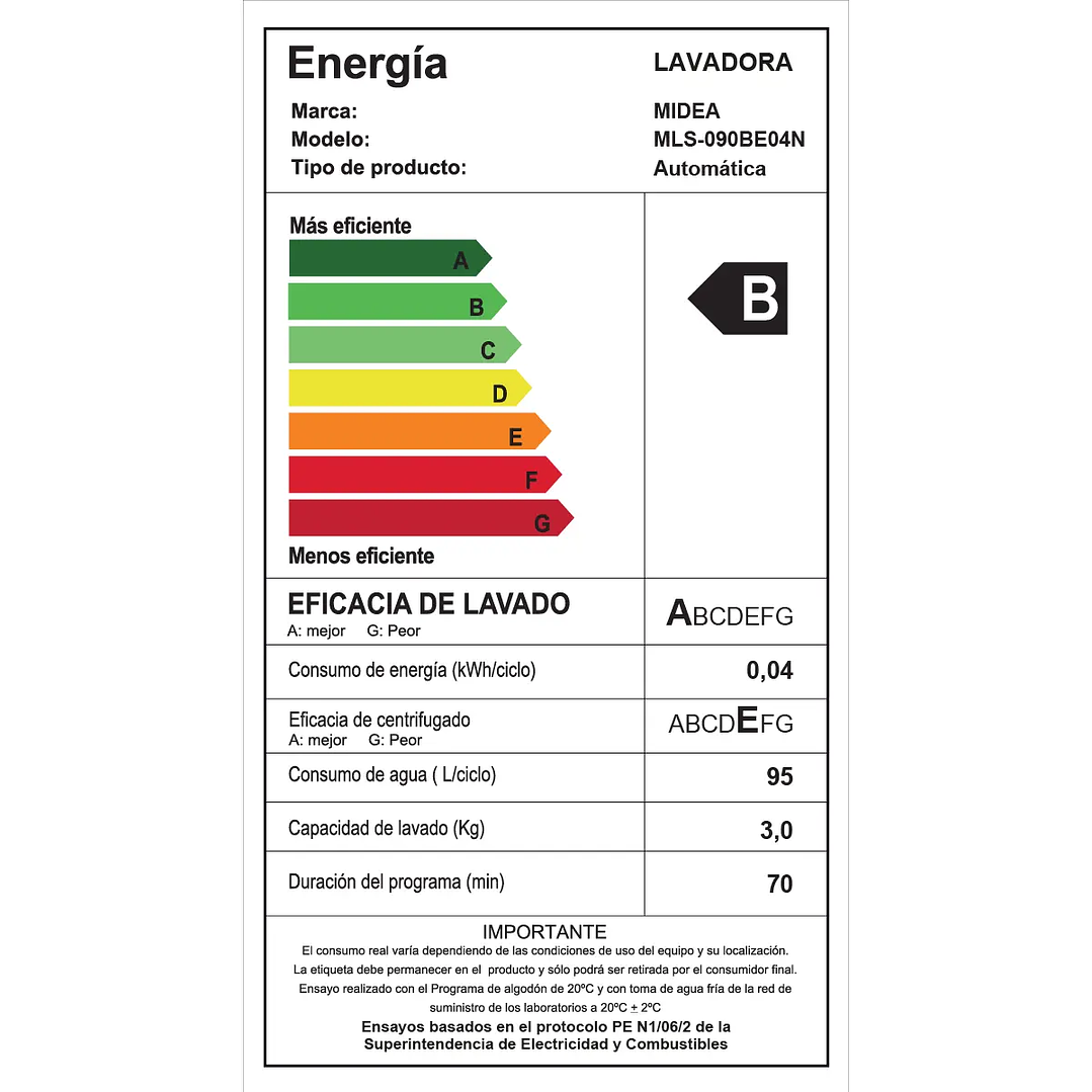 LAVADORA AUT 9KG C/SUP MIDEA MLS-090BE04N 6