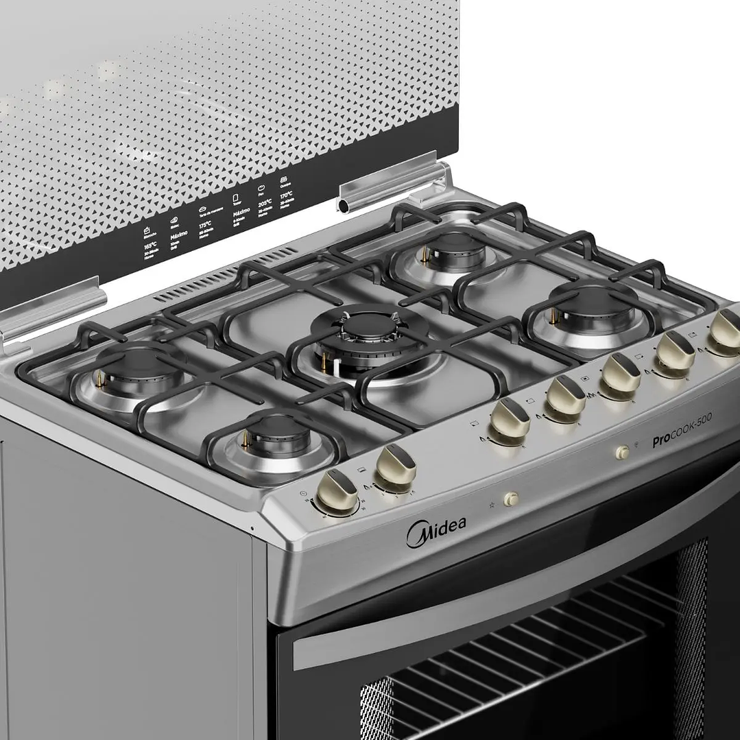 COCINA GAS 5Q INOX MIDEA MCG-5QPI30NS 9