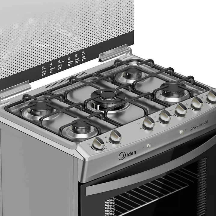 COCINA GAS 5Q INOX MIDEA MCG-5QPI30NS 9