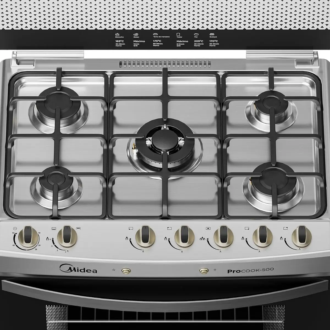 COCINA GAS 5Q INOX MIDEA MCG-5QPI30NS 11