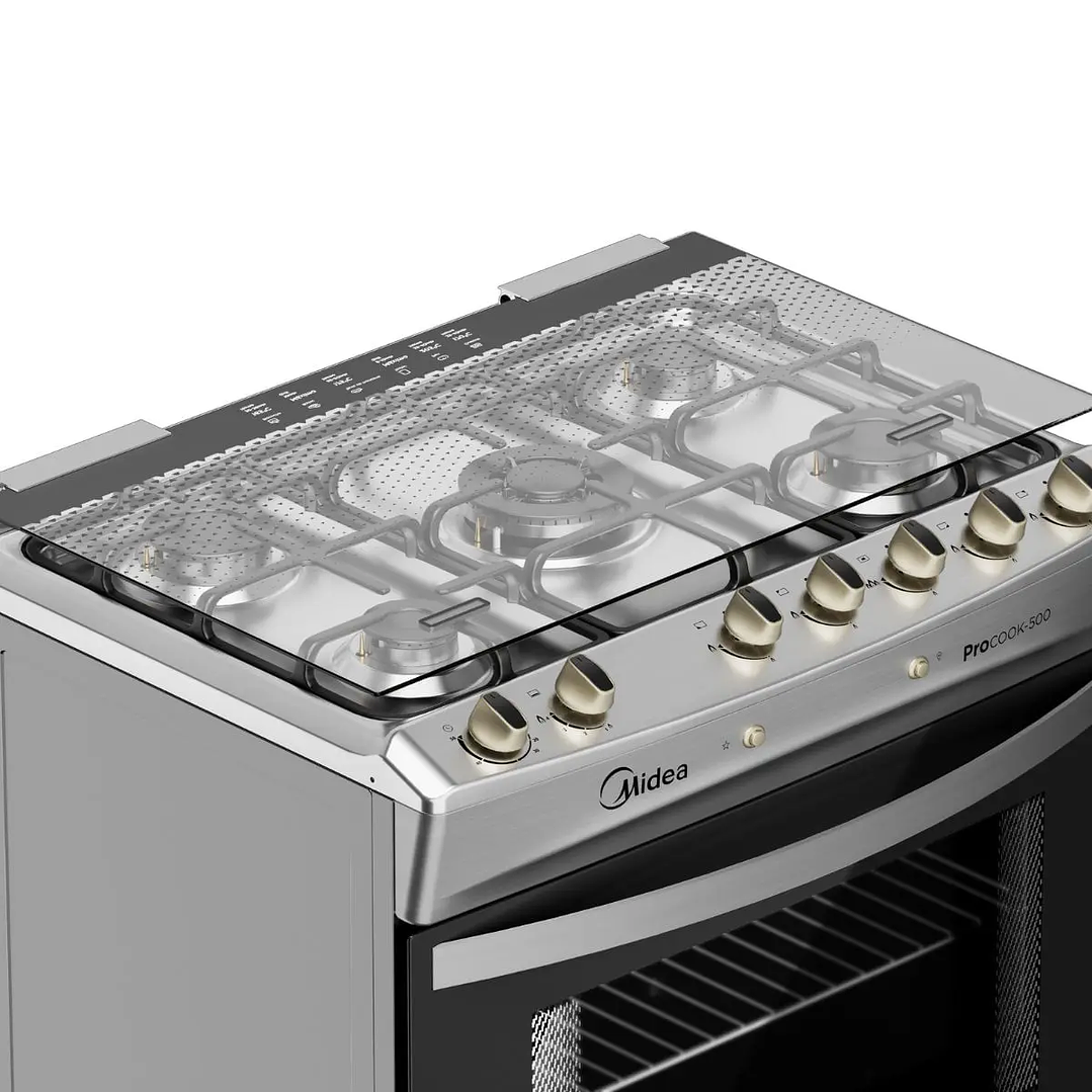 COCINA GAS 5Q INOX MIDEA MCG-5QPI30NS 6