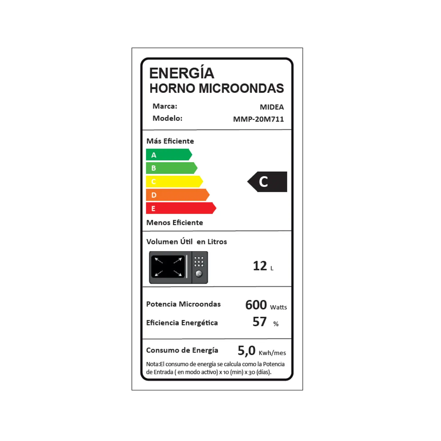 Horno Microonda 20Lt Mecanico Negro Midea Mmp-20M711 6