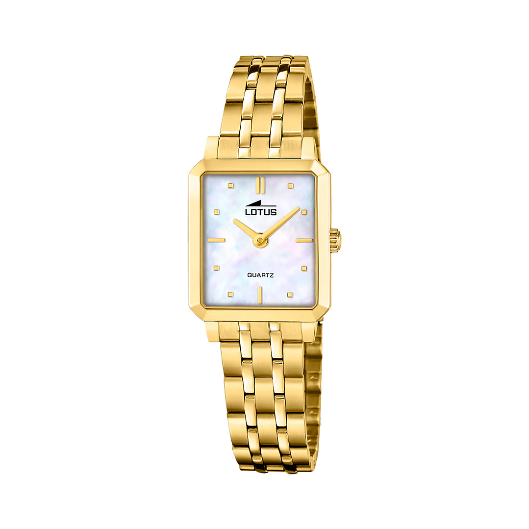 RELOJ MUJER DORADO RECTANGULAR+PULSERA REGALO LOTUS 19009-1 1