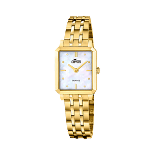RELOJ MUJER DORADO RECTANGULAR+PULSERA REGALO LOTUS 19009-1