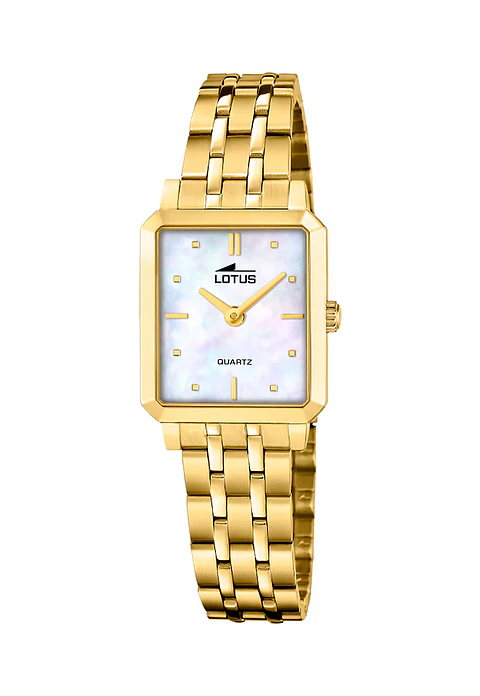 RELOJ MUJER DORADO RECTANGULAR+PULSERA REGALO LOTUS 19009-1