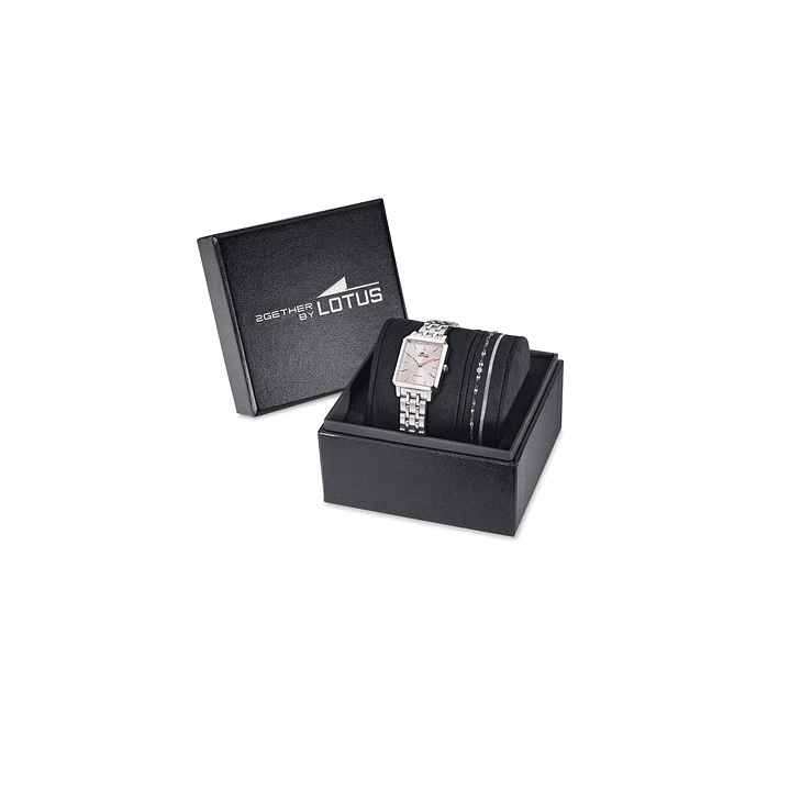 RELOJ MUJER ACERO RECTANGULAR+PULSERA REGALO LOTUS 19008-2 3
