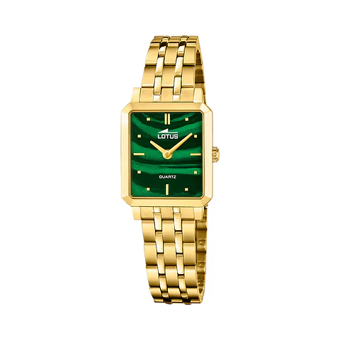 RELOJ MUJER DORADO RECTANGULAR+PULSERA REGALO LOTUS 19009-3