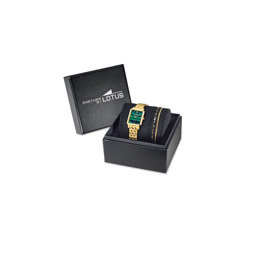 RELOJ MUJER DORADO RECTANGULAR+PULSERA REGALO LOTUS 19009-3 3