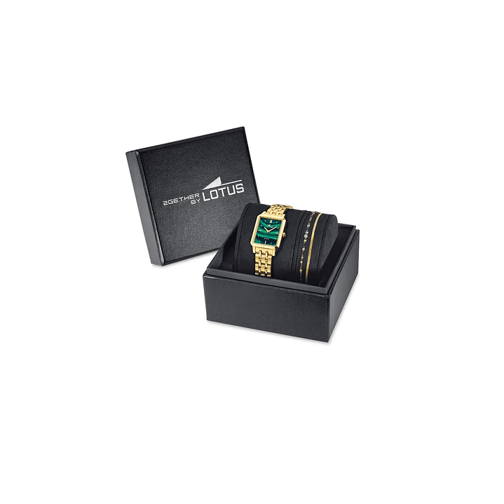 RELOJ MUJER DORADO RECTANGULAR+PULSERA REGALO LOTUS 19009-3 3