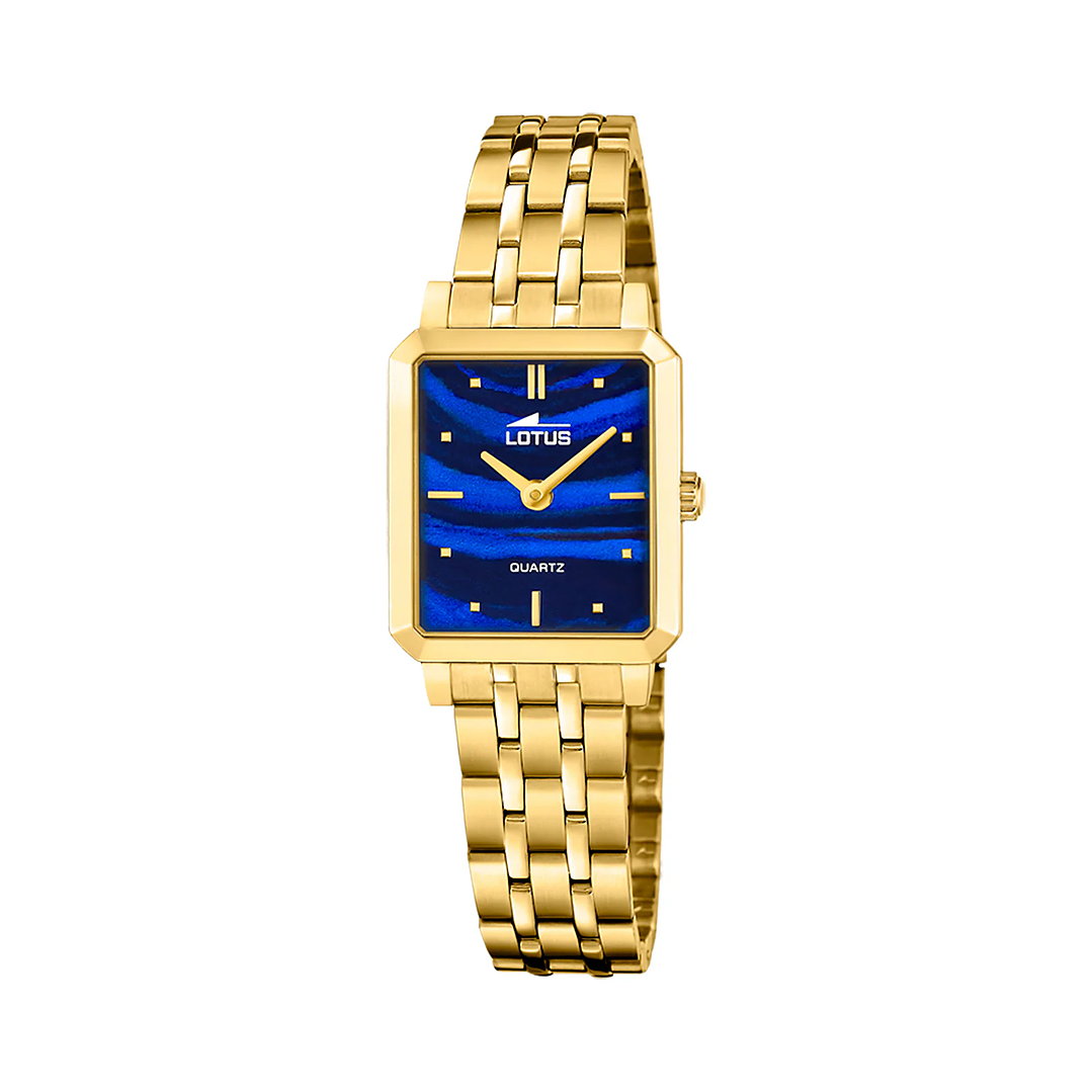 RELOJ MUJER DORADO RECTANGULAR+PULSERA REGALO LOTUS 19009-2 1