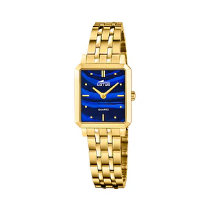 RELOJ MUJER DORADO RECTANGULAR+PULSERA REGALO LOTUS 19009-2