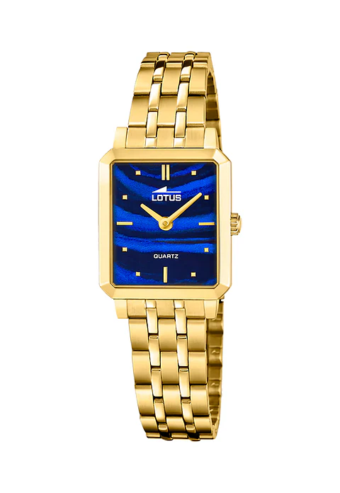 RELOJ MUJER DORADO RECTANGULAR+PULSERA REGALO LOTUS 19009-2