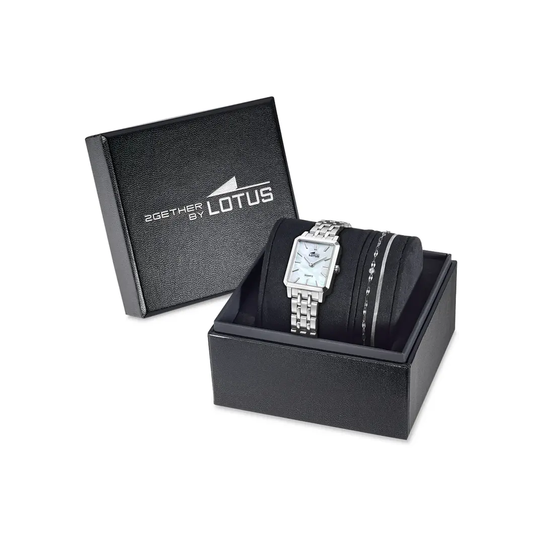 RELOJ MUJER ACERO RECTANGULAR+PULSERA REGALO LOTUS 19008-1 3
