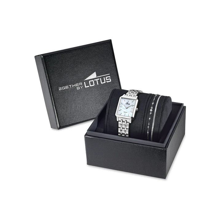RELOJ MUJER ACERO RECTANGULAR+PULSERA REGALO LOTUS 19008-1 3