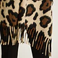 Poncho Café con Estampado Animal Print y Flecos en Tejido - Miniatura 4