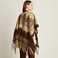Poncho Café con Estampado Degradé y Flecos en Tejido - Miniatura 3