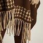 Poncho Café con Estampado Degradé y Flecos en Tejido - Miniatura 4