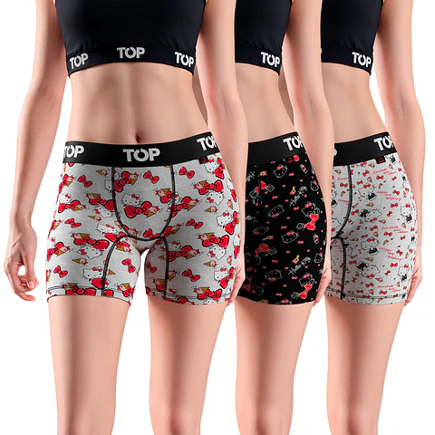Bóxer Medio Mujer Algodón Pack 3 Hello Kitty C10 Top M208Ahkp3C10