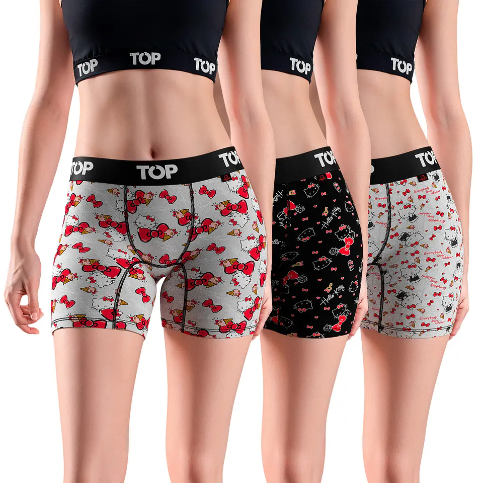 Bóxer Medio Mujer Algodón Pack 3 Hello Kitty C10 Top M208Ahkp3C10 1