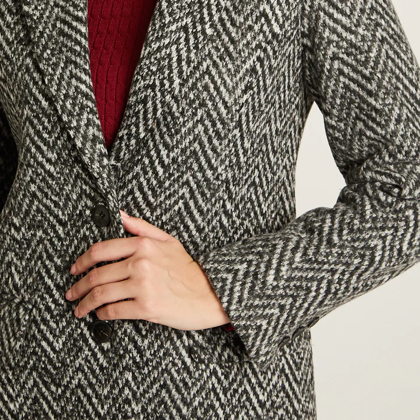 Abrigo Gris De Dos Botones Con Estampado En Espiga 918511 4
