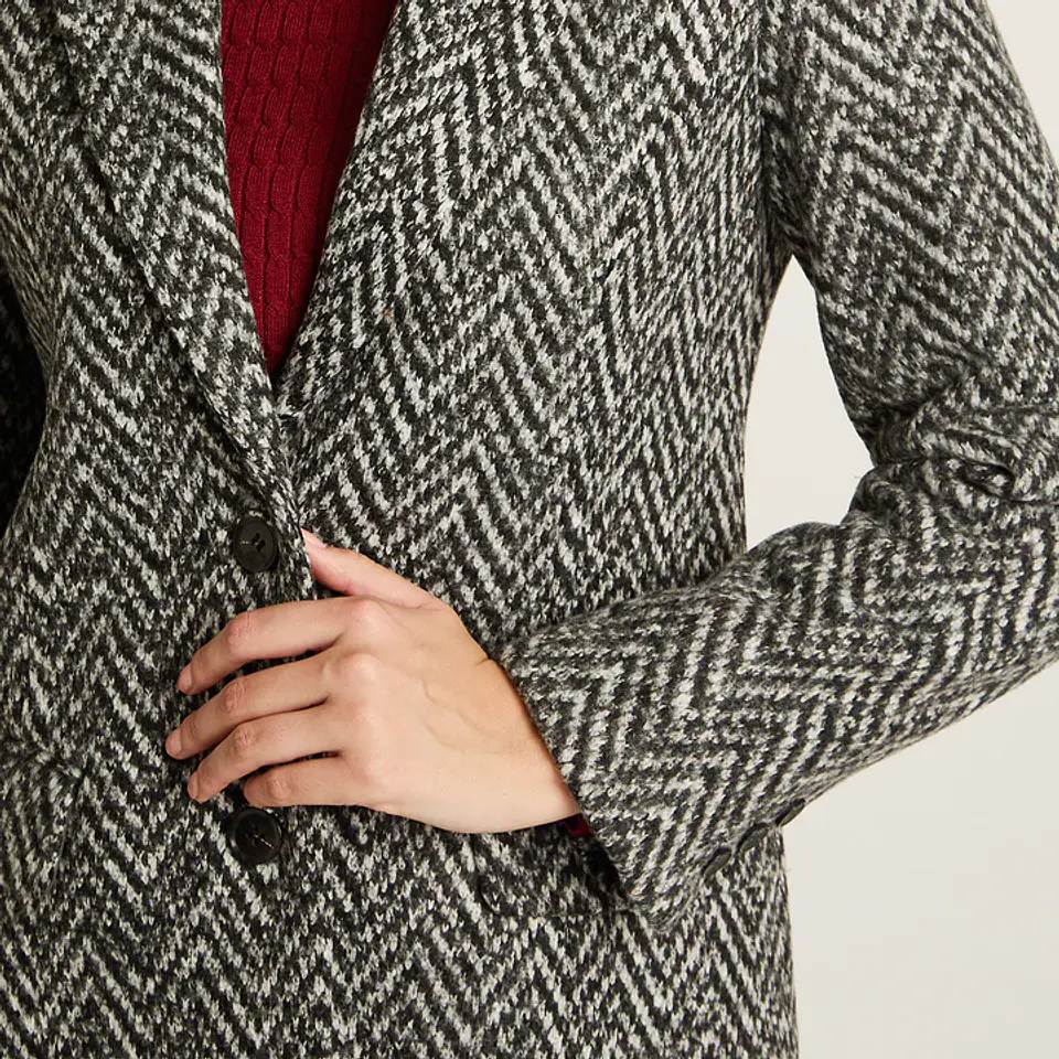 Abrigo Gris De Dos Botones Con Estampado En Espiga 918511 4