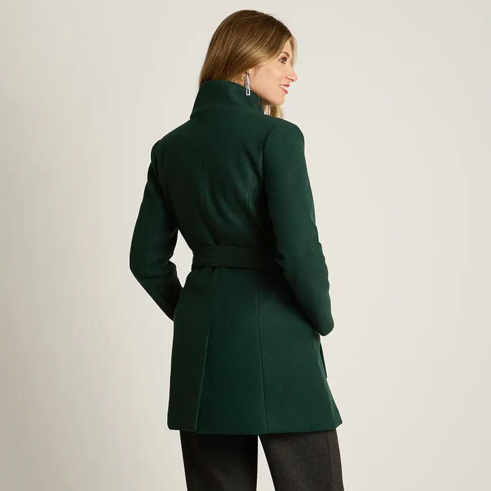 Abrigo Verde con Amarra en Cintura y Cuello Alto 918514 2
