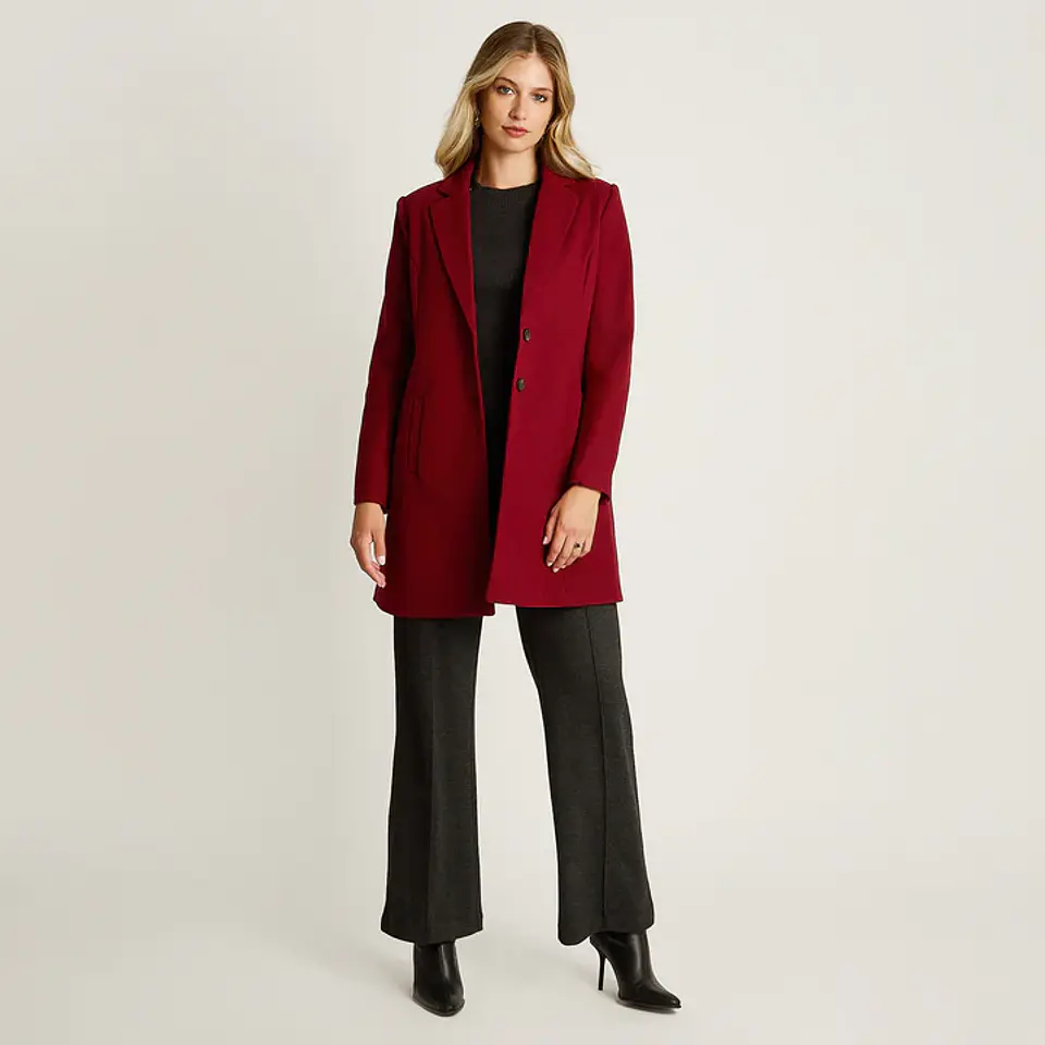 Abrigo Rojo De Dos Botones Con Corte Sastre 918510 2
