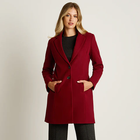 Abrigo Rojo De Dos Botones Con Corte Sastre 918510