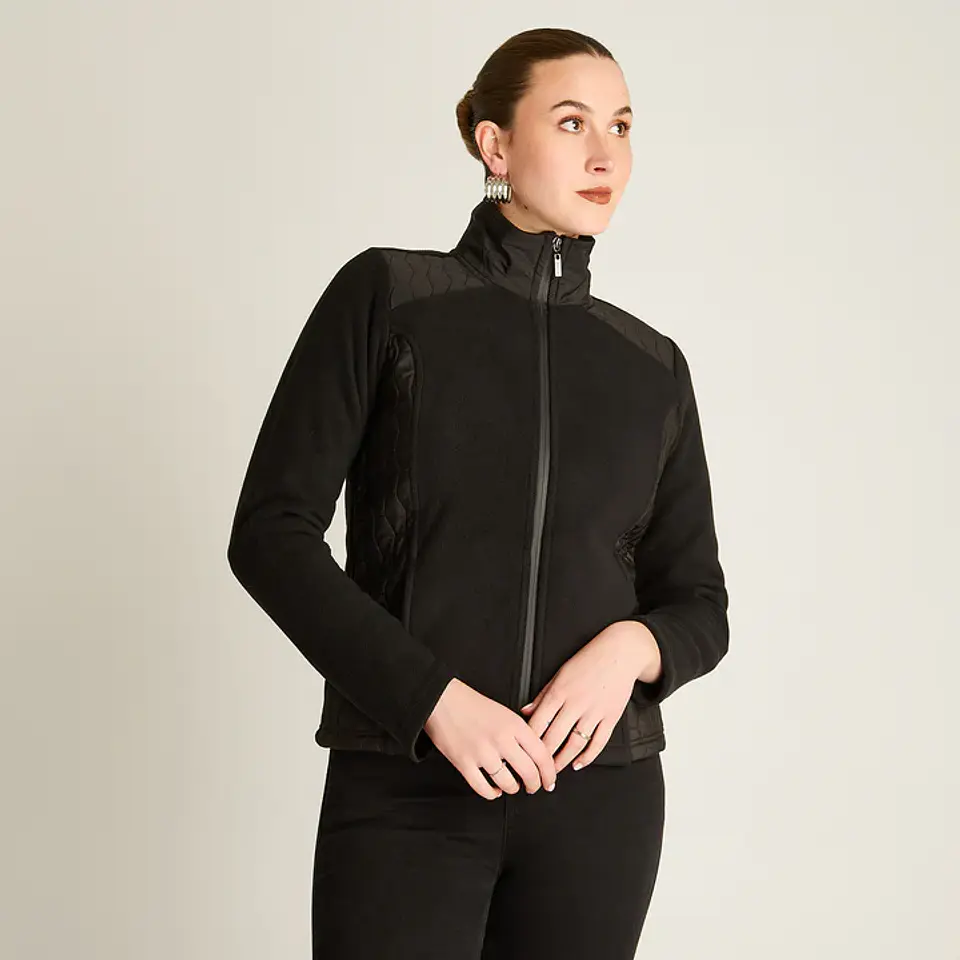 Polerón Polar Negro Full Zipper con Diseño Quilted 998602 1
