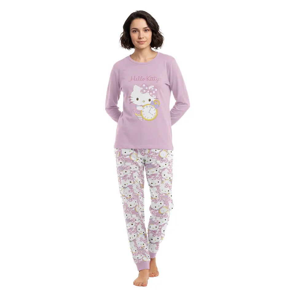 Pijama Largo Algodón Mujer Invierno Hello Kitty C2 TOP M262AIHKC2 1