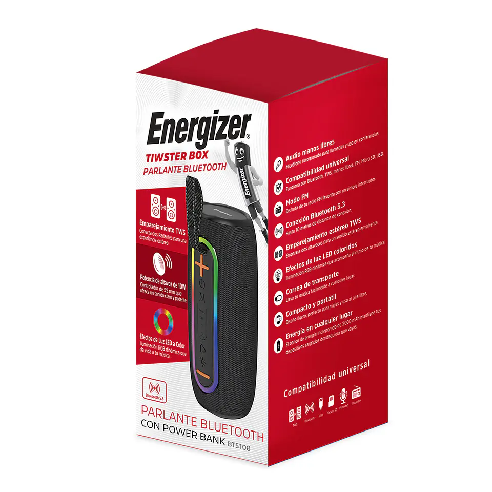 Parlante Bt 10W  Power Bank 2000 Mah Macrotel En 8