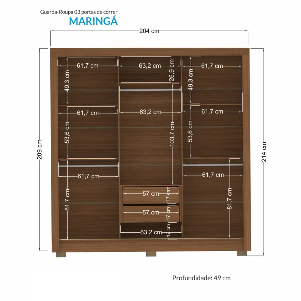 Closet Maringa 3.2 Jatobá/Grafito MB Onessta 20403048 4
