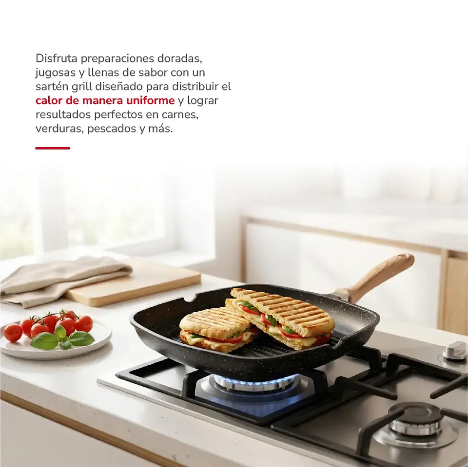 Sarten Grill Aluminio Fundido 28cm TH-MS28NM 5