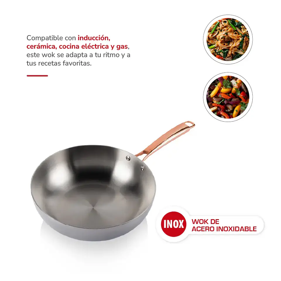 Wok 30cm Acero Inoxidable TH-MWK30I 4