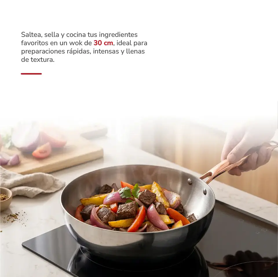 Wok 30cm Acero Inoxidable TH-MWK30I 5