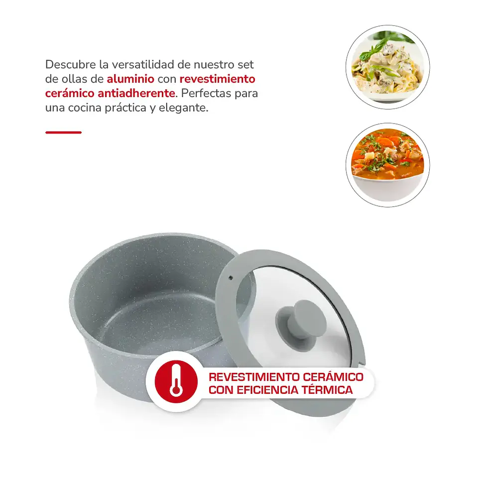 Batería de cocina Aluminio 9pzas TH-MB09R 4