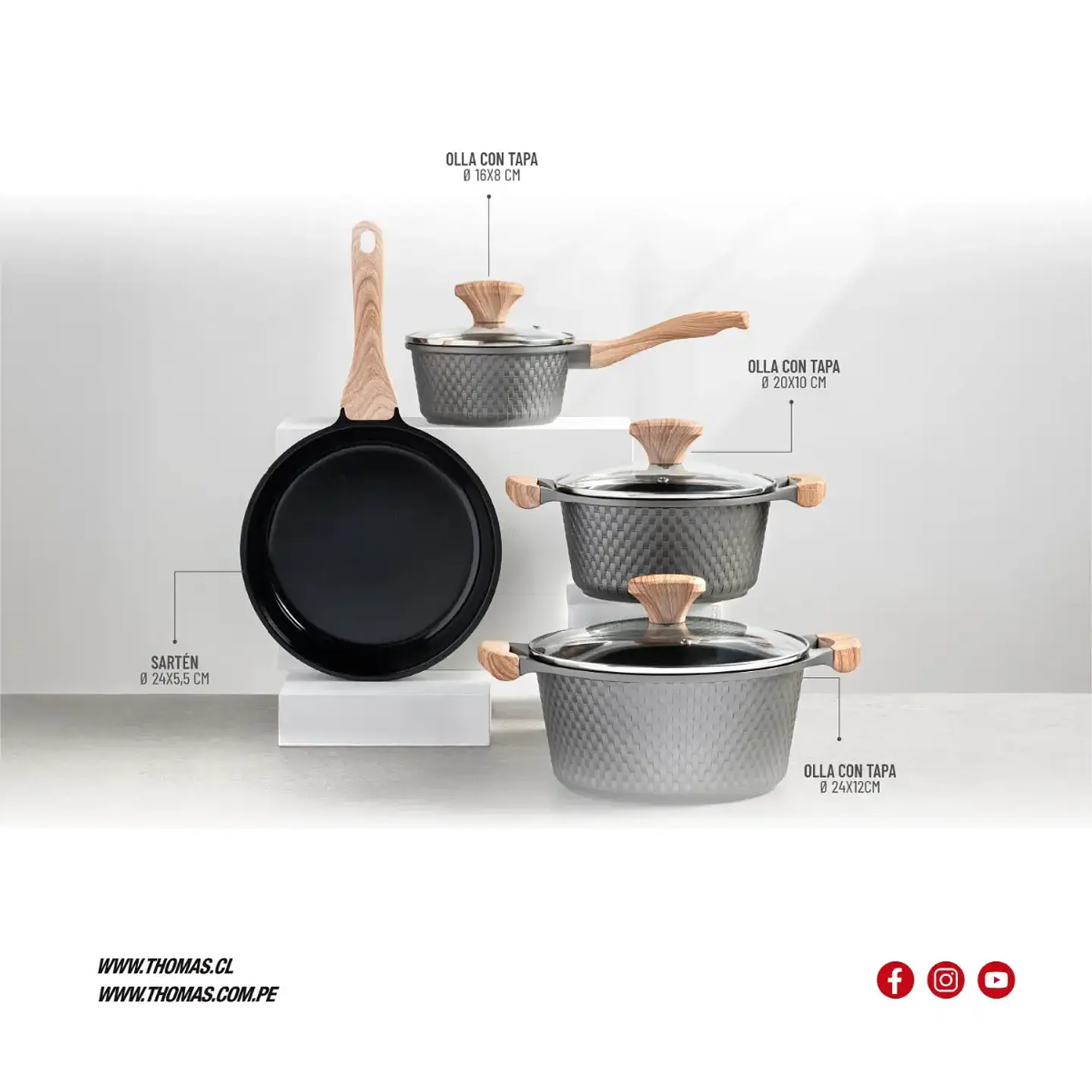 Bateria de cocina Aluminio Fundido Gris 7pzas TH-MB07GM 6