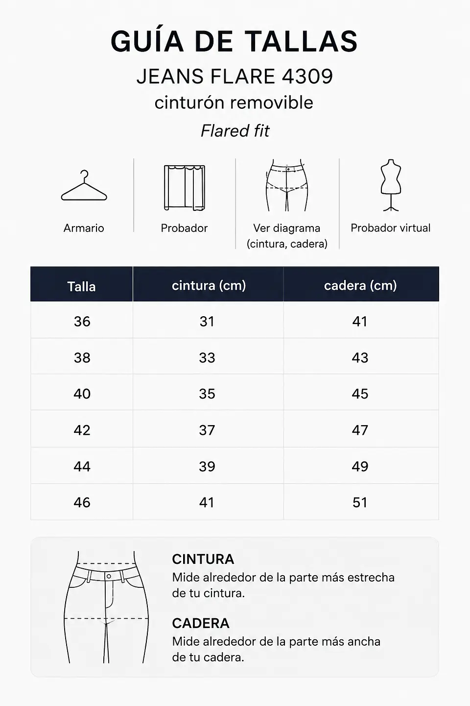 Jeans Mujer T/a Flare C/cinturon Mohicano 430900 Denim 36 4