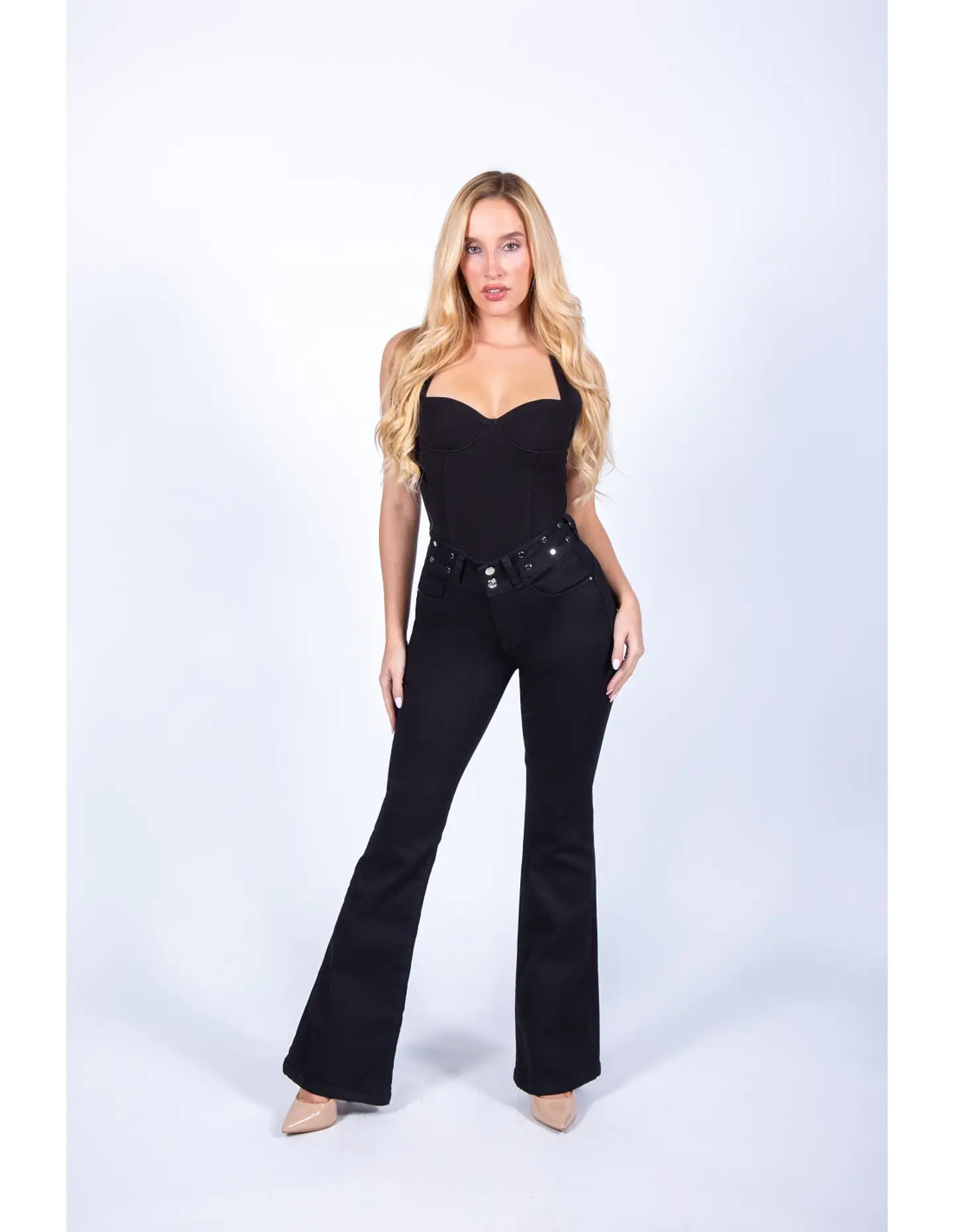 Jeans Mujer T/a Flare Pretina Ancha Mohicano 432200 Negro 36 1