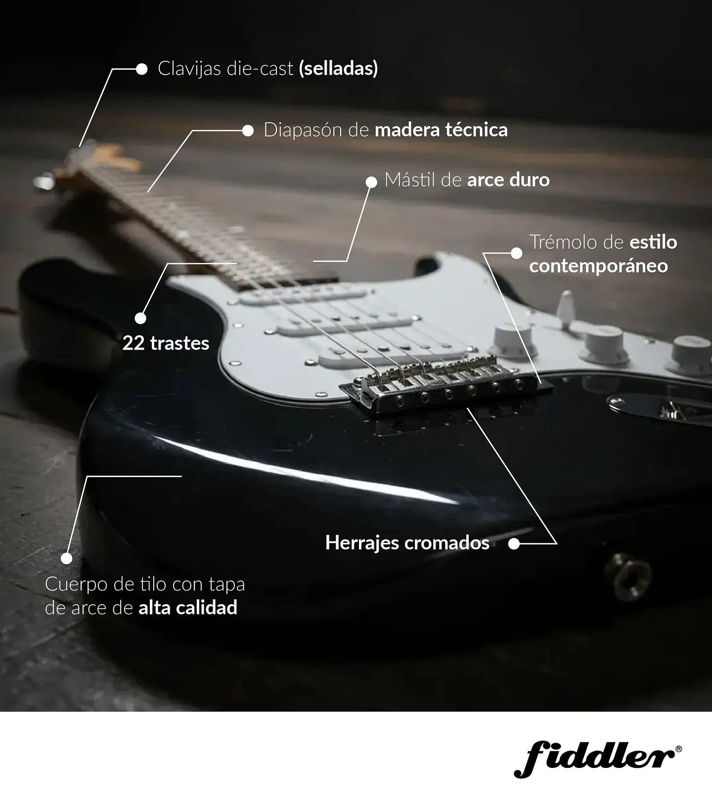 Combo Guit. Electrica Negra Fiddler Macrotel Fd-cga05b 8