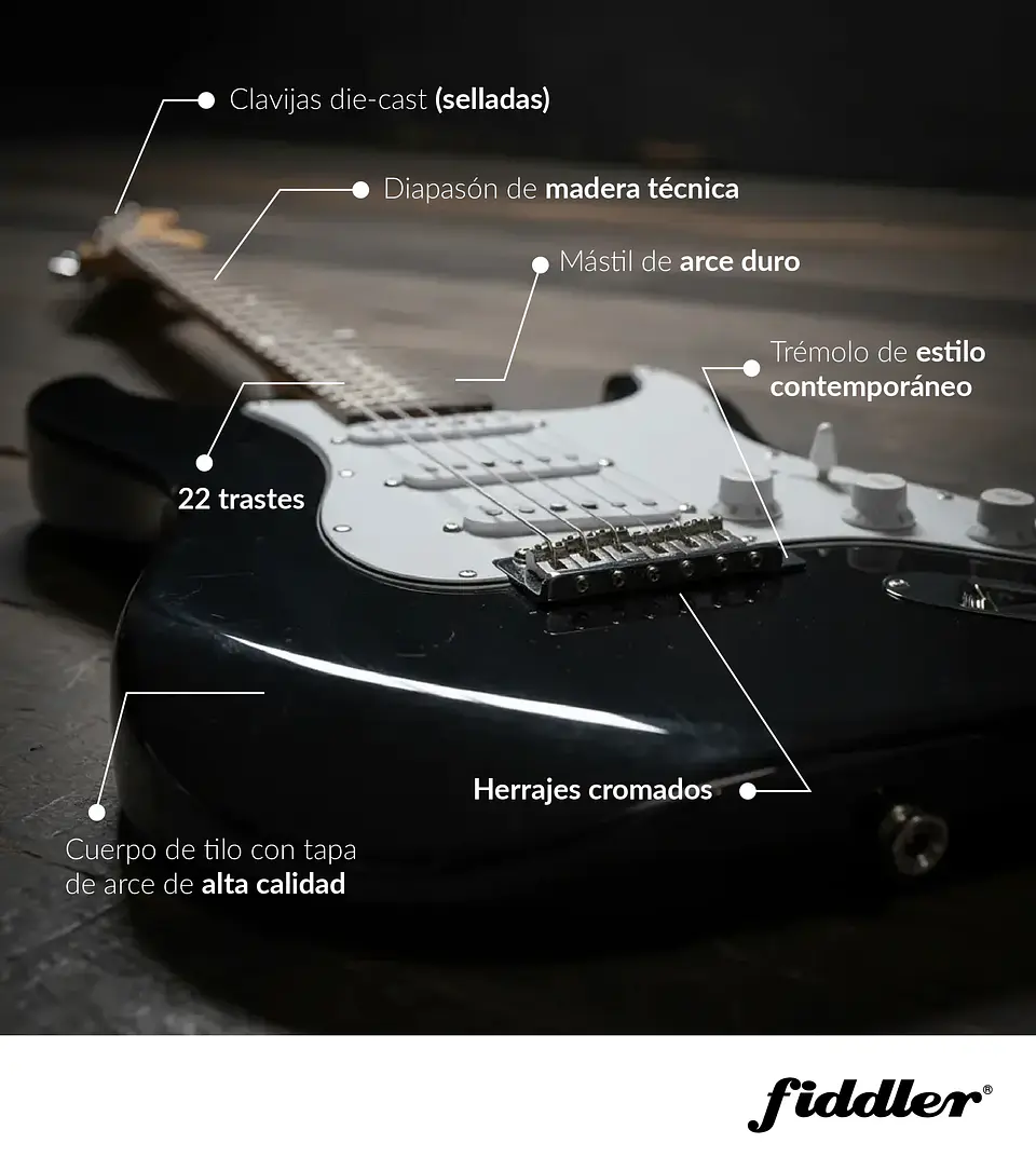 Combo Guit. Electrica Negra Fiddler Macrotel Fd-cga05b 8